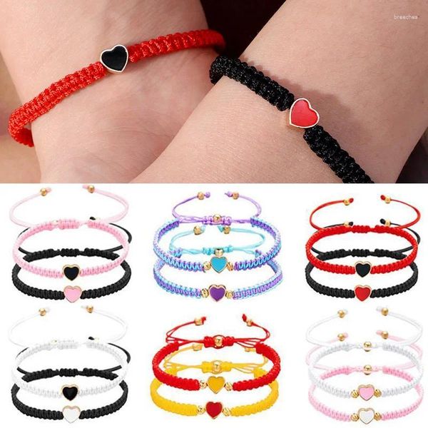 Bracelets de charme 1 paire d'amour coeur bracelet à la main pour femmes hommes réglable souhait bonne chance rouge chaîne couple amitié bijoux cadeaux