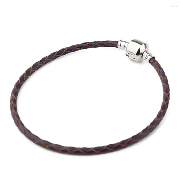 Bracelets de charme 1pc 16-23cm Punk véritable corde en cuir simple/double couche Bracelet pur bracelet charmes pour ami bijoux cadeau en gros