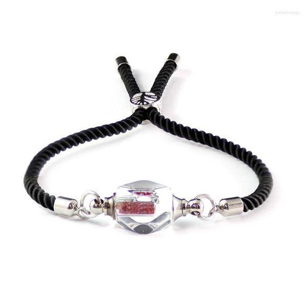 Bracelets porte-bonheur 1 PC 6 MM cristal clair flacon bouchon à vis préfabriqué coton Bracelet riz noir cordon pour ami cadeau