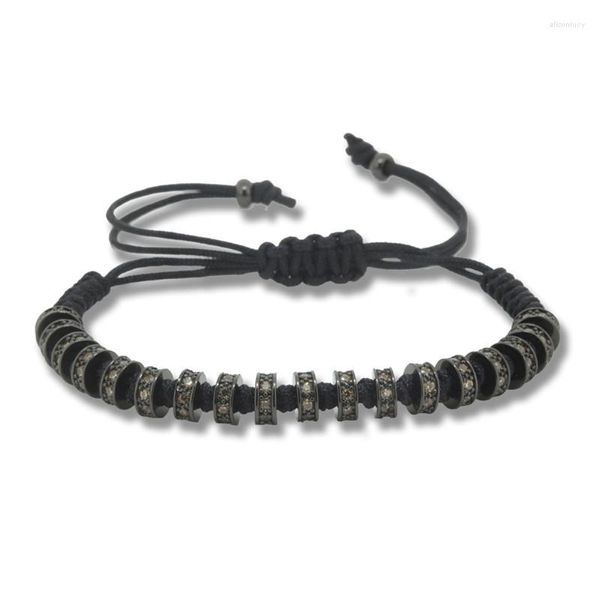 Pulseras con dijes, 1 pieza, pulsera de macramé Anil Arjandas, Micro pavé, champán, CZ, cuentas espaciadoras trenzadas para hombres, joyería de moda