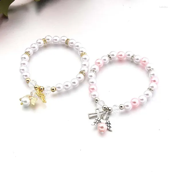 Braceletas Charm 1 PC Baby Shower Favor Bracelado de bautizo Angel Girl Boy Baptism Regalo lindo sorteo