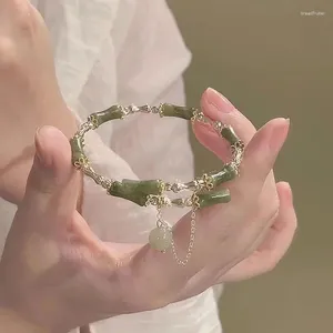 Charm Armbanden 1PC Chinese Stijl Retro Groene Bamboe Gezamenlijke Kralen Armband Voor Damesmode Unieke Prachtige Sieraden Gift