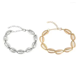 Pulseras con dijes 1 unid emulación cauri conchas conchas espaciadoras cuentas de aleación de zinc pulsera langosta-garra-cierres encantos cadena pareja brazalete tobillera