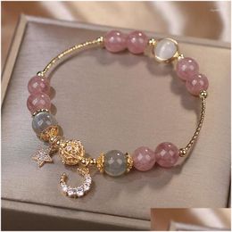 Bracelets de charme 1pc exquis rose pour femmes Bracelet de lune de lune mignon étoile perles de chaîne sœur petite amie