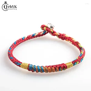 Bracelets de charme 1pc bracelet tibétain fait à la main fil coloré bons bracelets de corde chanceux pour femmes hommes noeuds rouge