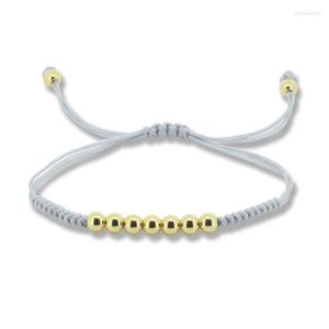 Bedelarmbanden 1 st macrame Men Bracelet 5mm goud kleur koperen kralen vlechten voor unisex sieraden