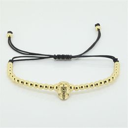 Bracelets de charme 1pc TRENDY MENS MACRAME MICRO PAVE CZ SKULL BRACELET Briading Anil Arjandas