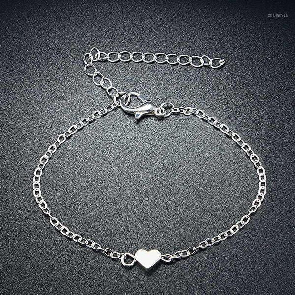 Bracelets porte-bonheur 1 pièces belle couleur argent plaqué/or ton coeur Bracelet délicat minimaliste chaîne mince Bracelet1