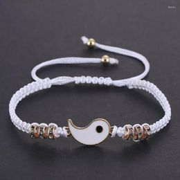 Bracelets porte-bonheur 1 pièces Couples pour 2 correspondant Yin Yang réglable cordon tressé Bracelet amitié relation saint valentin cadeaux