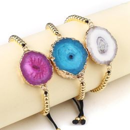 Bracelets porte-bonheur 1 pièces pierre naturelle grappe de cristal Bracelet tissé à la main corde noire bricolage femme collier accessoires longueur 16-22cm
