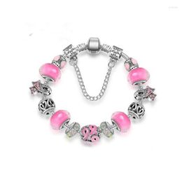 Bedelarmbanden 1 stcs oktober Europese stijl borstkanker bewustzijn roze lint armband Bijoux pulsera cadeau sieraden prl010