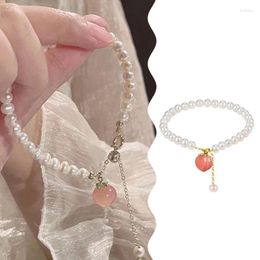 Bracelets de charme 1pcs perle à la mode pêche naturelle d'eau douce dames bracelet ins style doux frais mode bijoux accessoires