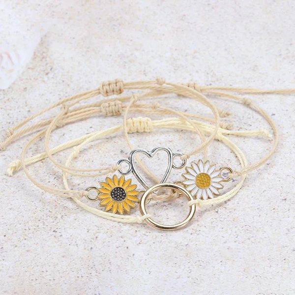 Braceletas Charm 1set Sun Moon Star Boho Vintage conhella marea Pulsera ajustable Joyería de playa para mujeres