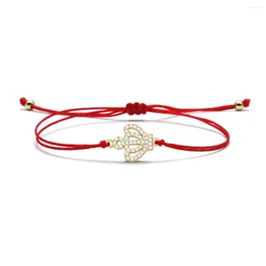 Bracelets de charme 2 couleurs disponibles luxe mignon couronne bracelet pour femmes noir rouge corde chaîne tressé chaîne bracelet en gros bijoux