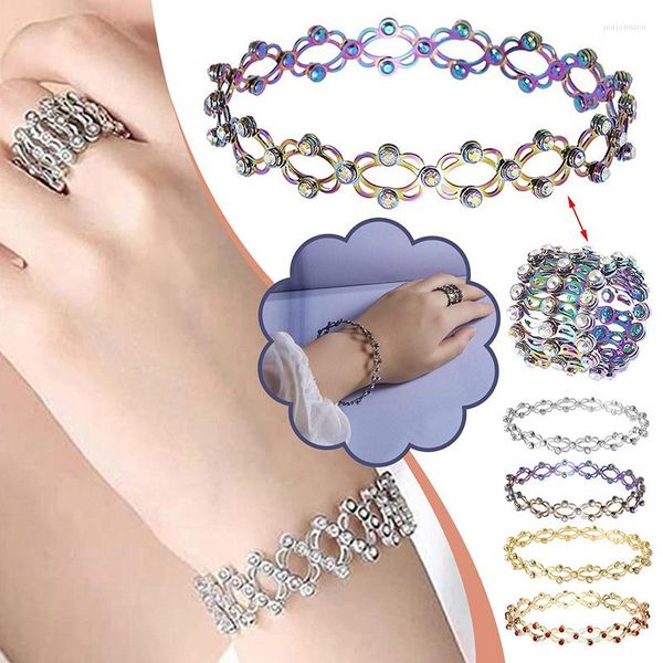 Bracelets porte-bonheur 2 en 1 magique rétractable anneau Bracelet créatif extensible torsion pliant cristal strass femmes bijoux cadeau