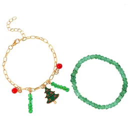 Bracelets de charme 2 pièces Bracelet de perles de Noël Ensemble Cadeaux pour adolescentes Charmes Bohême Femmes Noël pour perles Bijoux de poignet