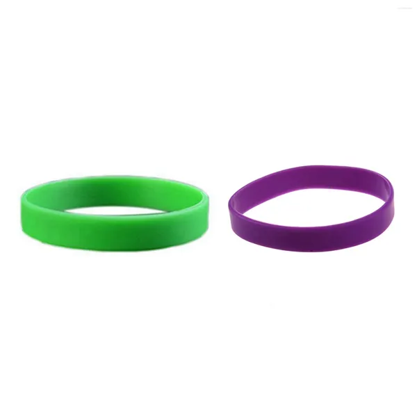 Pulseras de encanto 2 PCS Moda Silicona Caucho Elasticidad Pulsera Pulsera Brazalete Verde Púrpura