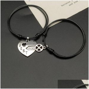 Bracelets de charme 2 pcs / lots arc-en-ciel le meilleur ami bracelet amitié ajusté couple cadeau à la main en gros
