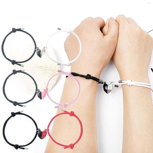 Pulseras con dijes 2 PCS Imán de amor Un par de artículos de pareja de cuerdas de mano para hombres y mujeres Pulseras