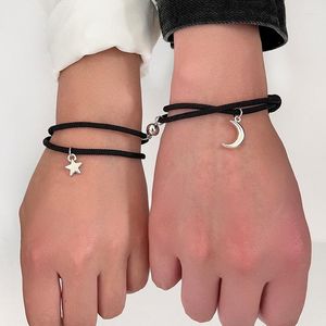 Bedelarmbanden 2 pc's/set paar sterren armband voor vrouw mannen geweven touw hart slot sleutel magnetische sieraden vriendschap minnaar polsbeschenk