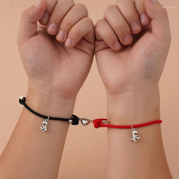 Bracelets de charme 2 PCS / Set Dinosaur Animal Pendant Bijoux ajusté Men Ajustement Bracelet pour couple Femme Dame Girls Boys Gift