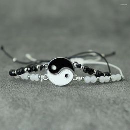 Bracelets de charme 2 pièces/ensemble fait à la main noir blanc Taiji Bracelet charmes Yinyang corde Bagua bracelet pour hommes brassard bijoux Homme