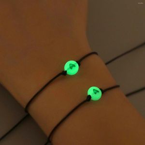 Bedelarmbanden 2 stks/set Hart Lichtgevend Paar Voor Mannen Vrouwen Minnaar Belofte Vriendschap Hand Gevlochten Touw Verjaardagscadeau Sieraden