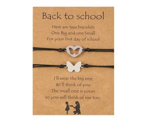 Bracelets de charme 2 pcsset papillon en acier inoxydable pour les femmes retour à l'école enfants filles enfants chanceux souhait bijoux2690909