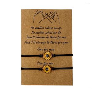 Pulseras con dijes, 2 unidades/juego, pulsera de amistad tejida con línea de cera de girasol de aleación a la moda para mujer, regalo para hombres