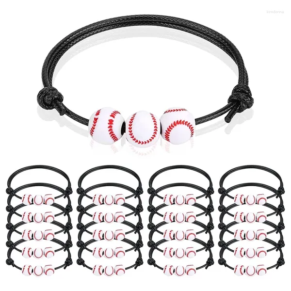 Pulseras con dijes, 20 piezas, pulseras de béisbol, pulsera de cuentas, pelota deportiva ajustable