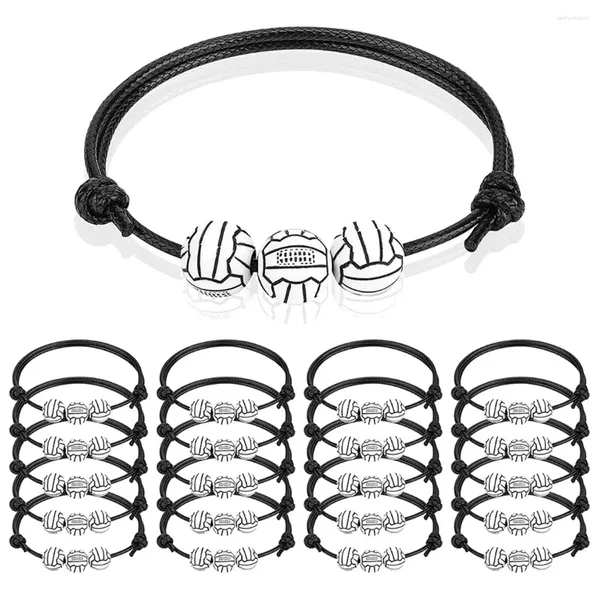 Pulseras con dijes 20 PCS Pulseras de béisbol Pulsera de cuentas Pulsera deportiva ajustable Voleibol