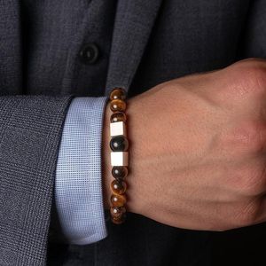 Bracelets porte-bonheur 2021 Design hommes Bracelet mode argent hématite luxe oeil de tigre perlé bijoux homme cadeau Pulseira