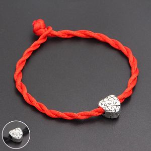 Bedelarmbanden 2021 Familie liefde hart kralen 4 mm rode draad snaar armband Lucky Handmade touw voor vrouwelijke mannen sieraden