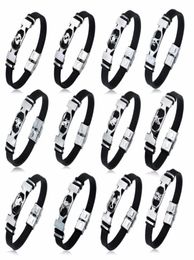 Bracelets de charme 2021 Fashion 12 Constellation Bracelet en acier inoxydable Zodiaque Black Cuir pour hommes et femmes Pulseras Hombre2832922