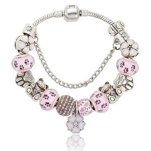 Bracelets de charme 2021 Bracelet de fleur de couleur plaquée en argent mode