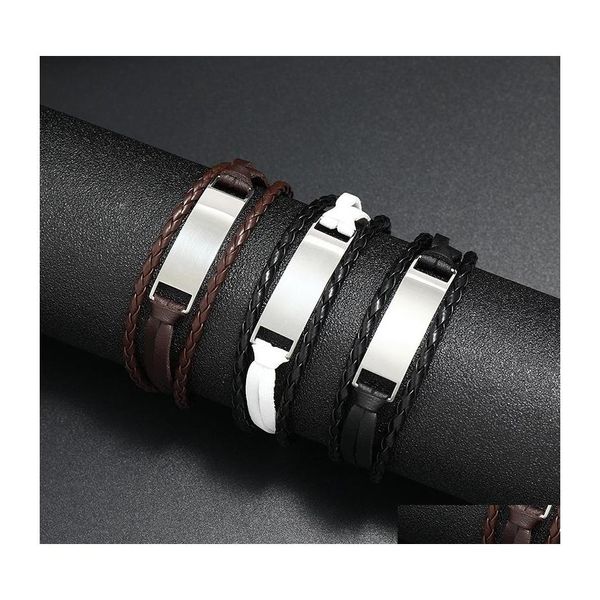 Bracelets de charme 2021 Style tissé à la main Mtilayer Bracelets Combinaison Accessoire Hommes Bracelet En Cuir De Mode Homme Bijoux En Gros Dr Dhum7