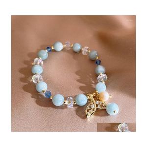 Charme Bracelets 2022 Aquamarine Fishtail Forest Bracelet Petit Bijoux Frais Femmes Filles Doux Accessoires Parti Exquis Cadeau Drop Dh1Qx