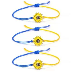 Bracelets de charme 2022 Boho Sunflower Blue Bracelet Bracelet Taisy A réglable Dames Bangle Bangle Bijoux Vintage Couple Drop Livraison Dh7Mr
