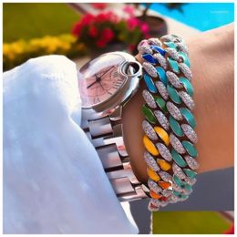 Charme Bracelets 2022 Haute Qualité Hip Hop Colorf Glaze Goutte Chaîne Cubaine Arc-En-Ciel Pour Femmes Filles Mode Bijoux De Mariage Cadeaux Livrer Dhgbp