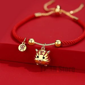 Bracelets de charme 2022 chanceux année chinoise Tiger corde Rouge cordon de couple de couple fait main bracelet cadeau bijoux ajustable ethnique