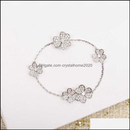 Pulseras de encanto 2022 Pure 925 Sterling Sier Joyería Mujeres Flor Cereza Pulsera Fiesta Boda Diamante Marca de lujo Cerradura de calidad superior Otosq