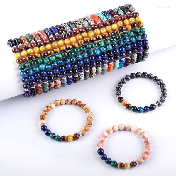 Pulseras de encanto 2023 7 Chakra Pulsera de ojo de tigre para hombres Mujeres Joyería estética bohemia Yoga Meditación Curación Ansiedad Pulsera