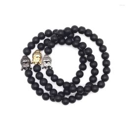 Bedelarmbanden 2023 aankomst diy trendy boeddha voor mannen zwart cz yoga 8mm maonyx stenen sieraden cadeau