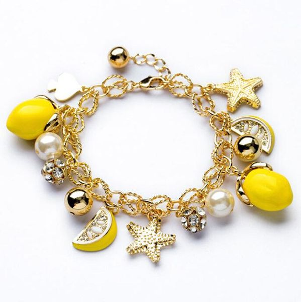 Bracelets porte-bonheur 2023 arrivée mode coréenne étoile de mer pendentif citron fruit Ol Style Bracelet femmes bracelets