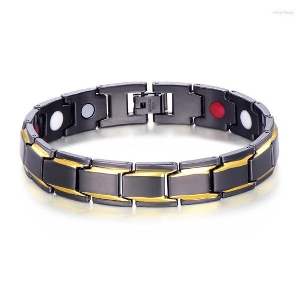Bracelets porte-bonheur 2023 Bracelets de santé pour hommes noirs magnétique H Power Bracelet en acier inoxydable bijoux pour homme Ma'le Melv22