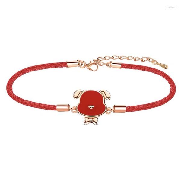 Pulseras con dijes 2023 Año chino Moda 12 Zodiaco Animal Pulsera de hilo rojo Pareja Tigre lindo Venta Regalo del día de San Valentín Joyería de mano Mujer