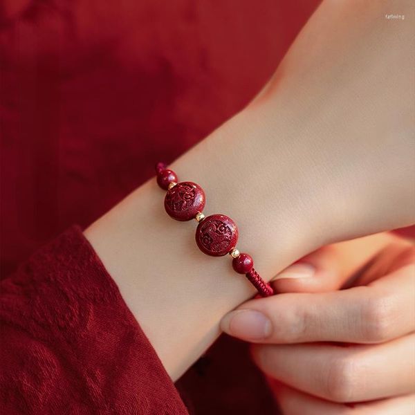 Charm Bracelets 2023 Pulseira do Zodíaco Chinês Feminino Vermelhão Corda Vermelha Amuleto