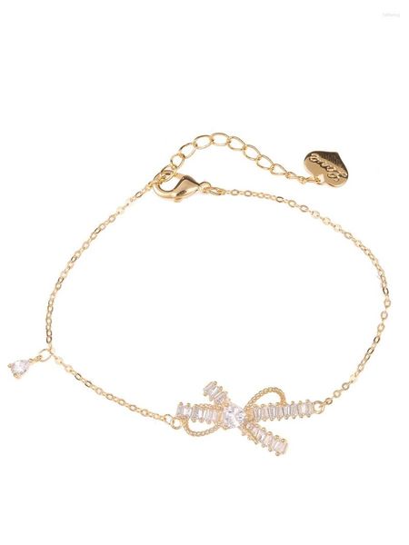 Charme Bracelets 2023 Mignon Papillon Bowknot Conception Bracelet Pour Femmes Fille Blanc Zircon Main Smart Bijoux Accessoire Partie De Mariage