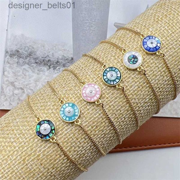 Pulseras con dijes 2023 lindo CZ cristal redondo Shell Evil Eye Beads Charms pulseras Boho joyería para mujeres accesorios verano playa cadena BangleL231214