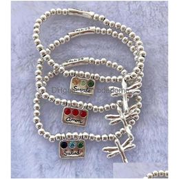 Bracelets Charm 2023 DE50 EXQUISITE Fashion Electroplated 925 Gems de color y libélula de soldado de verano Red de vacaciones Románticas Deliv DHPCQ